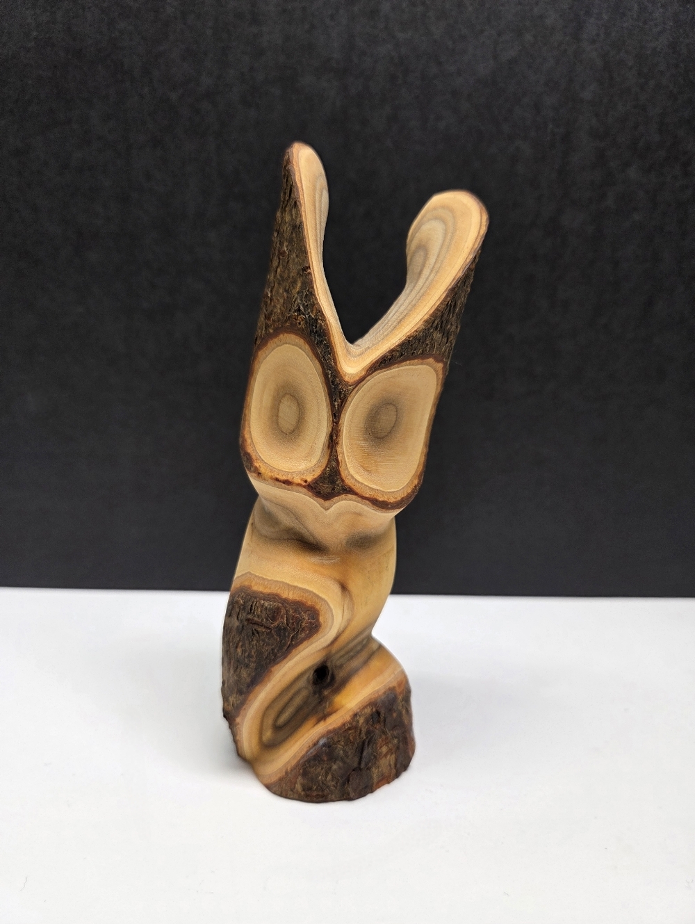 Indigenous Made Art Canada Carved Sumac Wood Owl Figurine Vintage Carving Signed